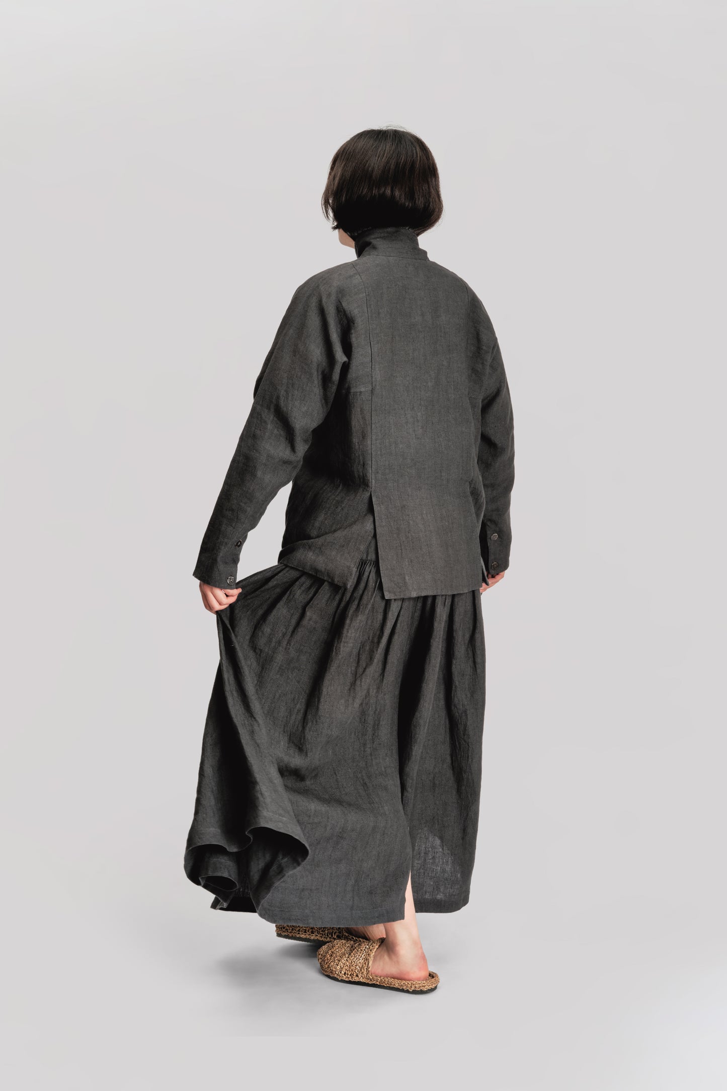 Fisherman Jacket – Japanese Stonewashed Linen – Black