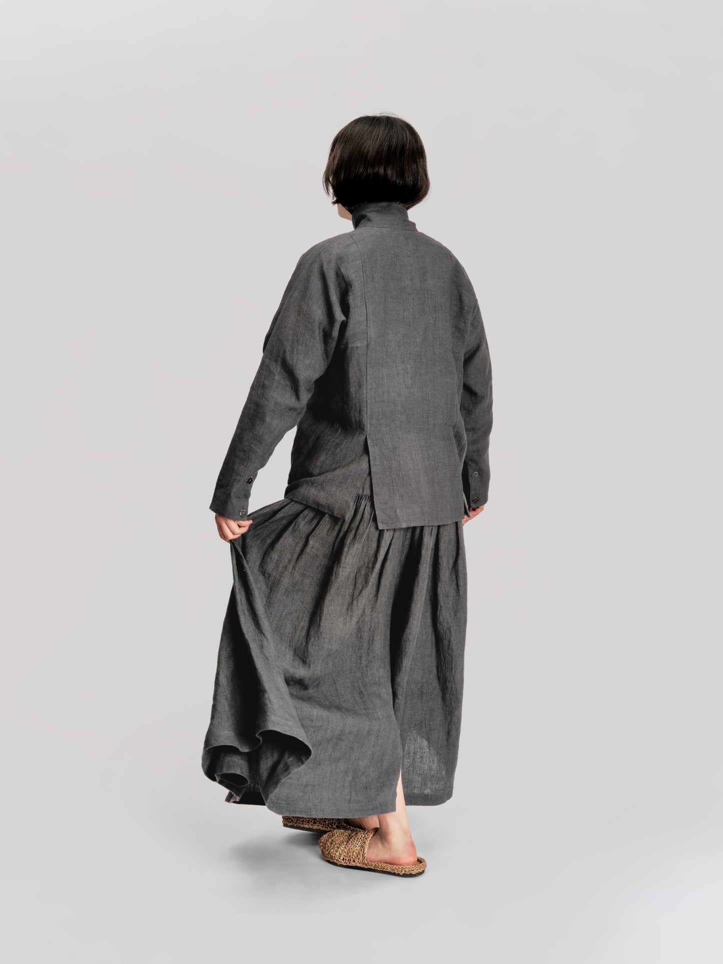 Fisherman Jacket – Japanese Stonewashed Linen – Black