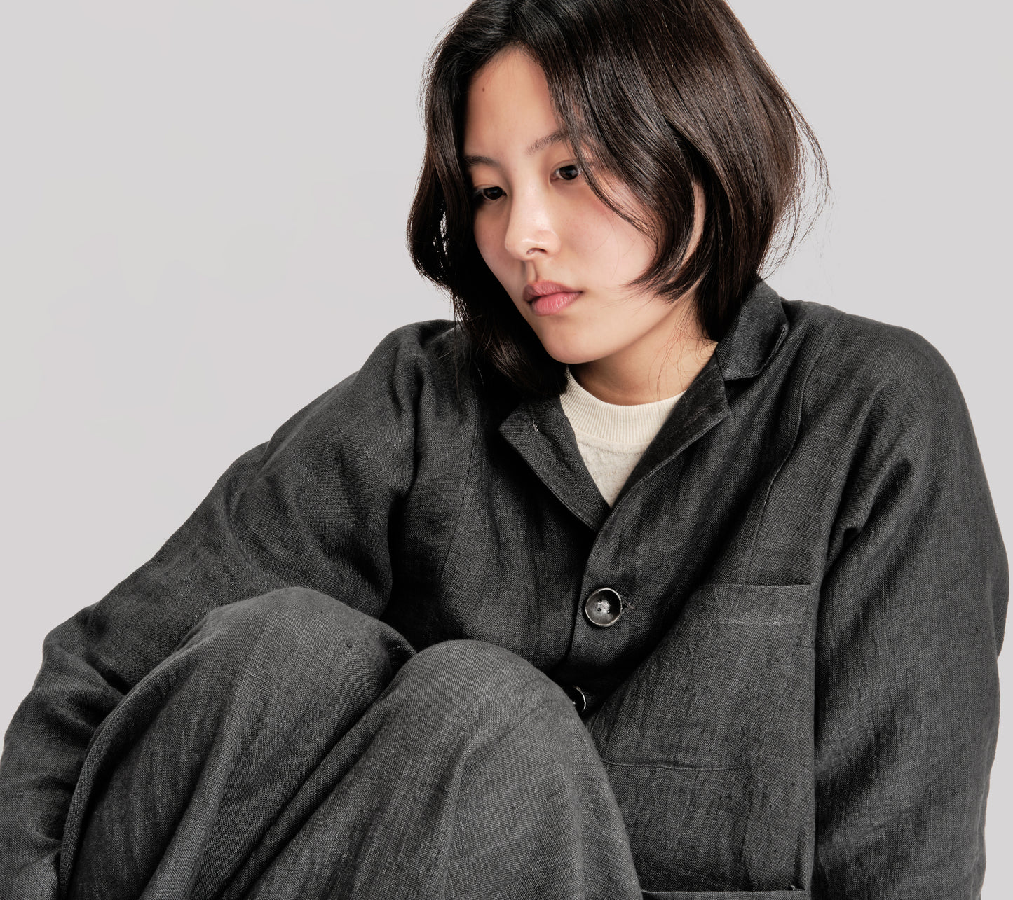Fisherman Jacket – Japanese Stonewashed Linen – Black