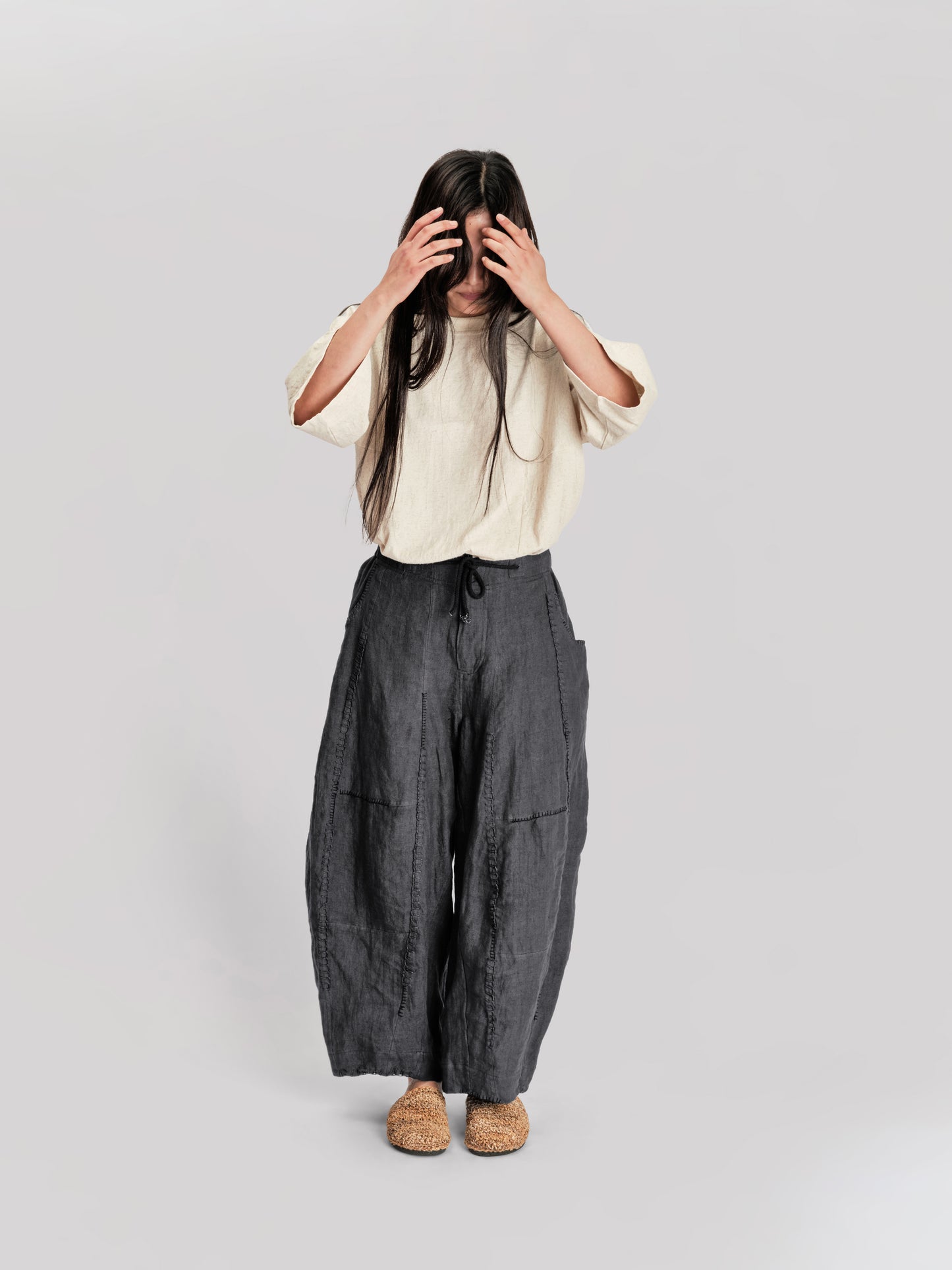 Fisherman Pant - Japanese Stonewashed Linen - Black