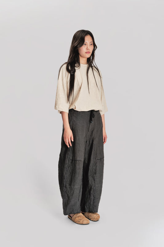 Fisherman Pant - Stone Washed Linen - Black