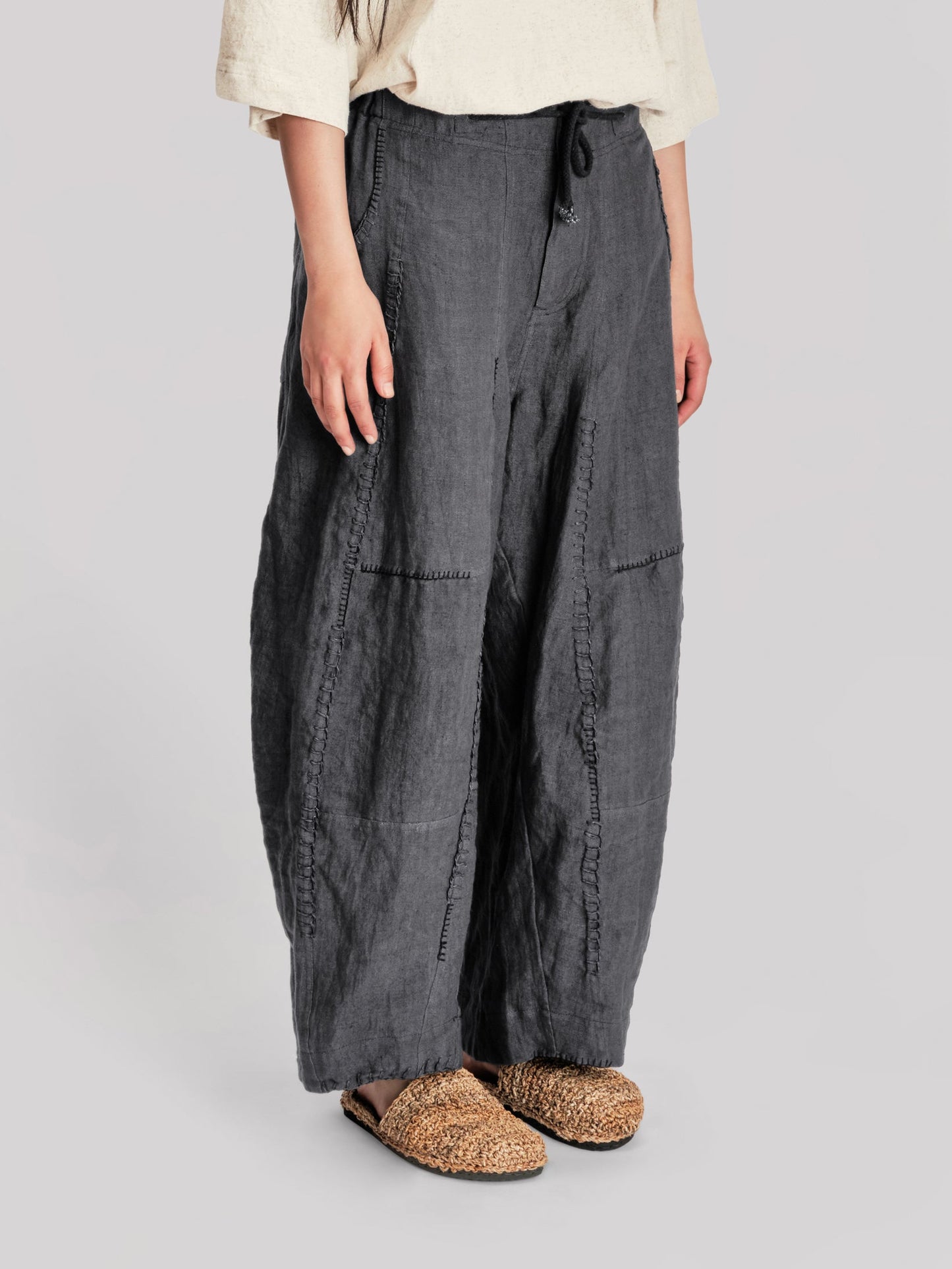 Fisherman Pant - Japanese Stonewashed Linen - Black