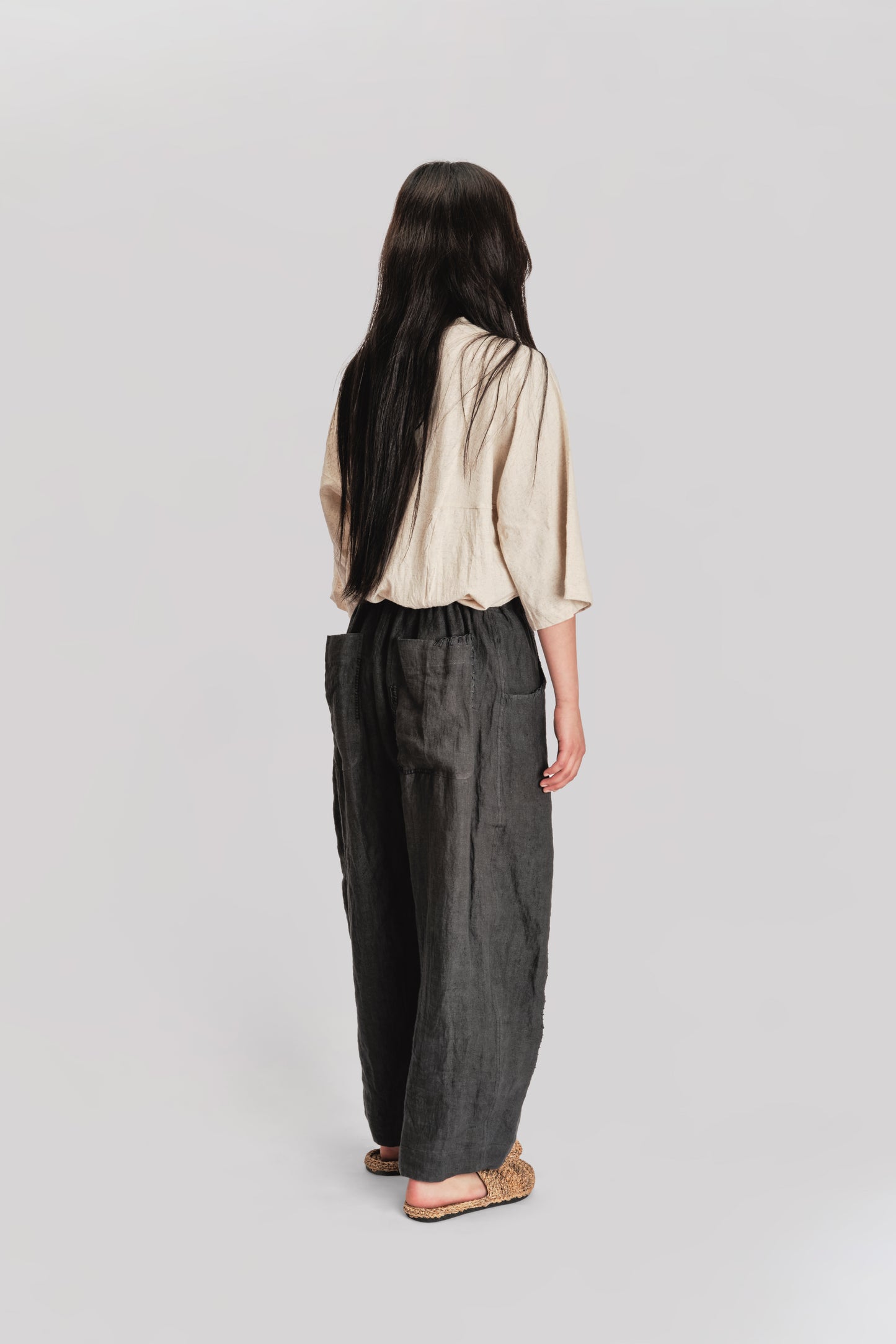 Fisherman Pant - Stone Washed Linen - Black