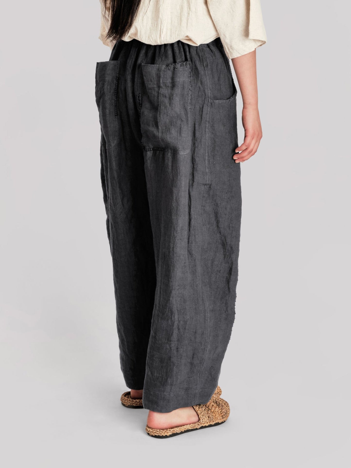 Fisherman Pant - Japanese Stonewashed Linen - Black