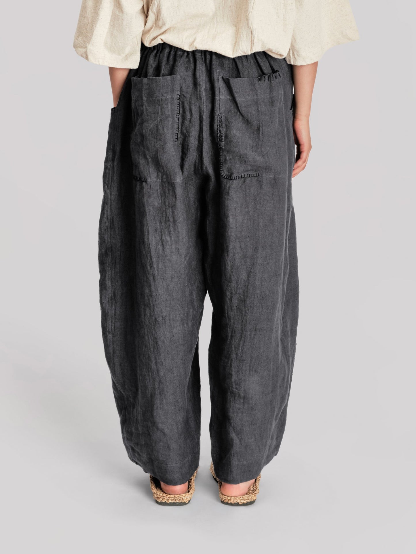 Fisherman Pant - Japanese Stonewashed Linen - Black