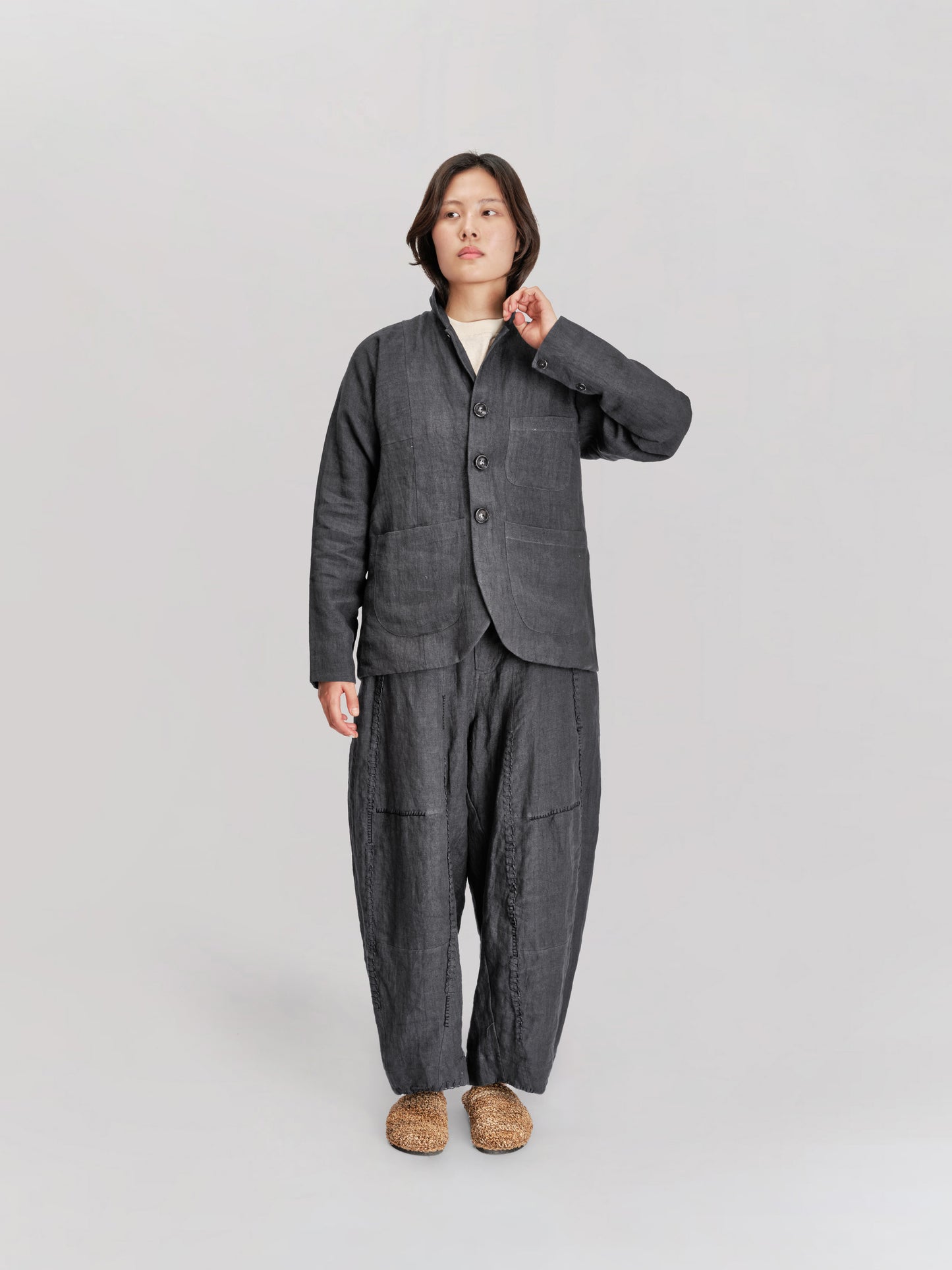 Fisherman Pant - Japanese Stonewashed Linen - Black