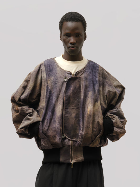 Roly Poly Jacket - Hand Painted Cotton Poplin - Dark Monet