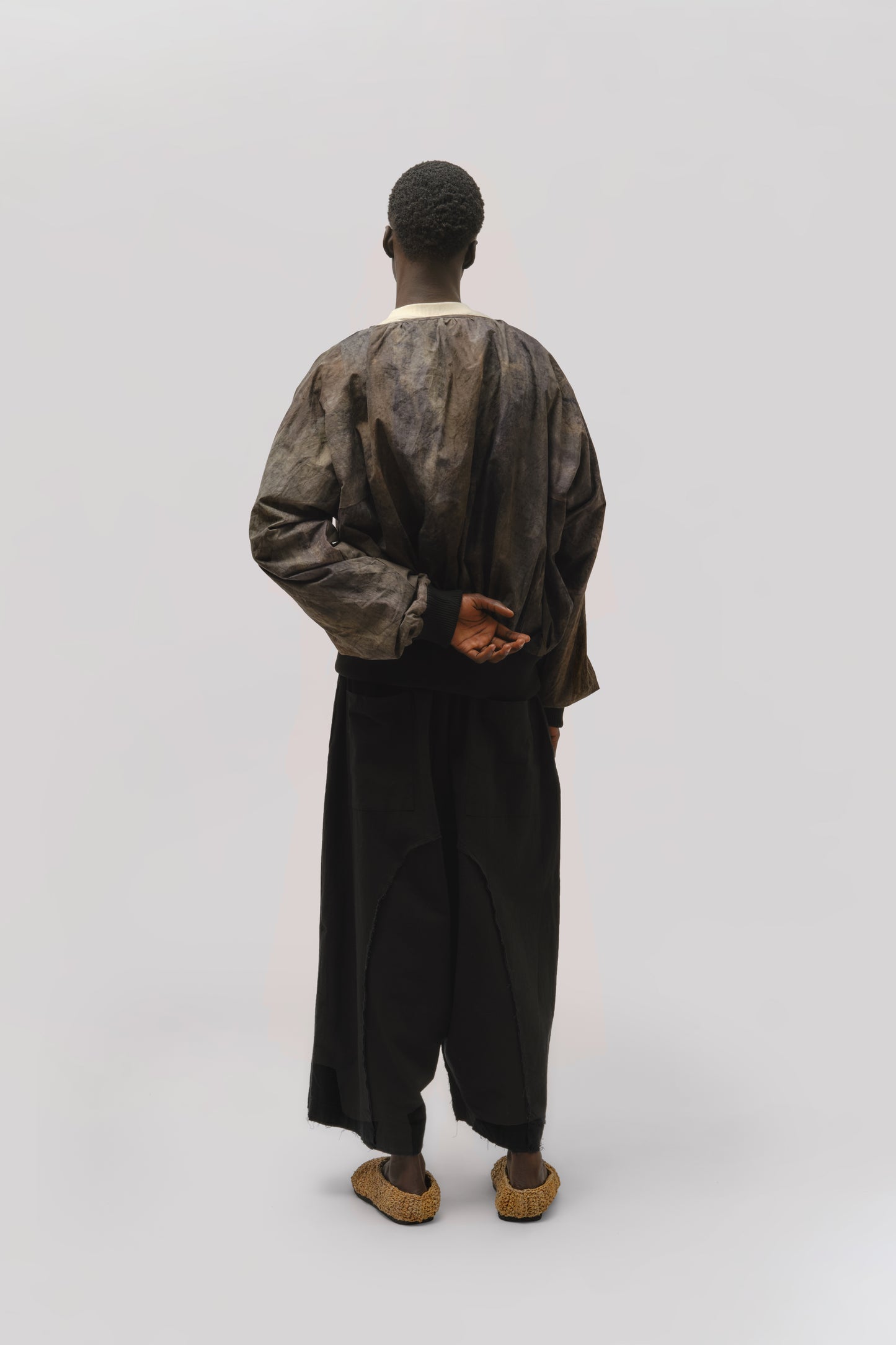 Roly Poly Jacket - Hand Painted Cotton Poplin - Dark Monet