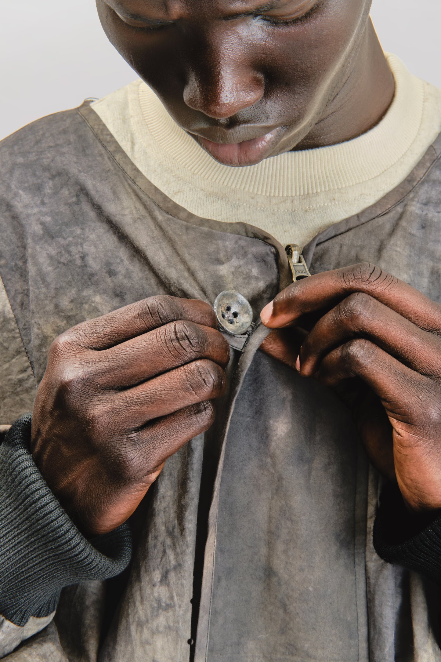 Roly Poly Jacket - Hand Painted Cotton Poplin - Dark Monet