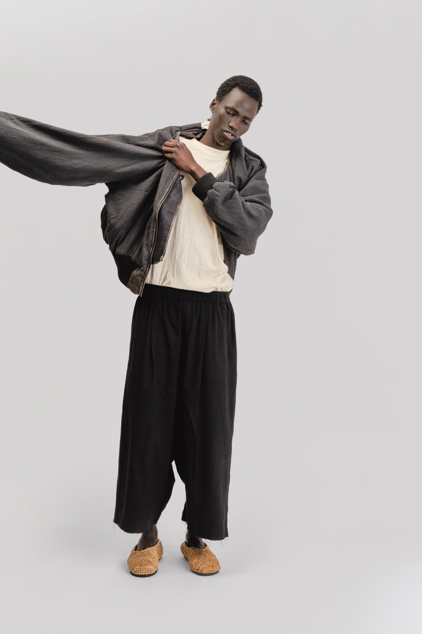 Roly Poly Jacket - Hand Painted Cotton Poplin - Dark Monet