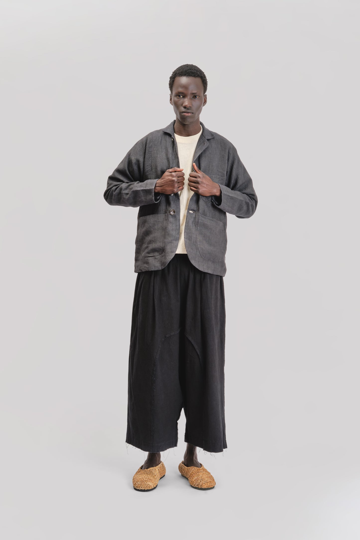 Fisherman Jacket – Japanese Stonewashed Linen – Black