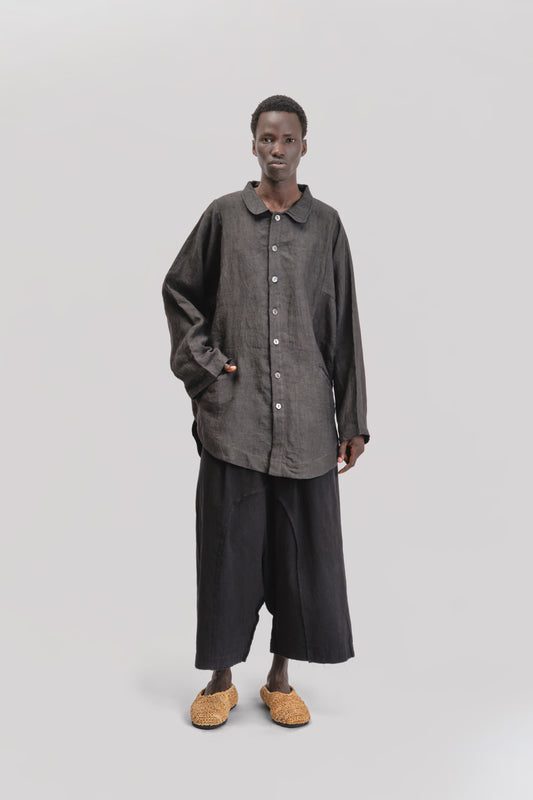 Farmer Shirt – Japanese Stone Washed Linen – Black