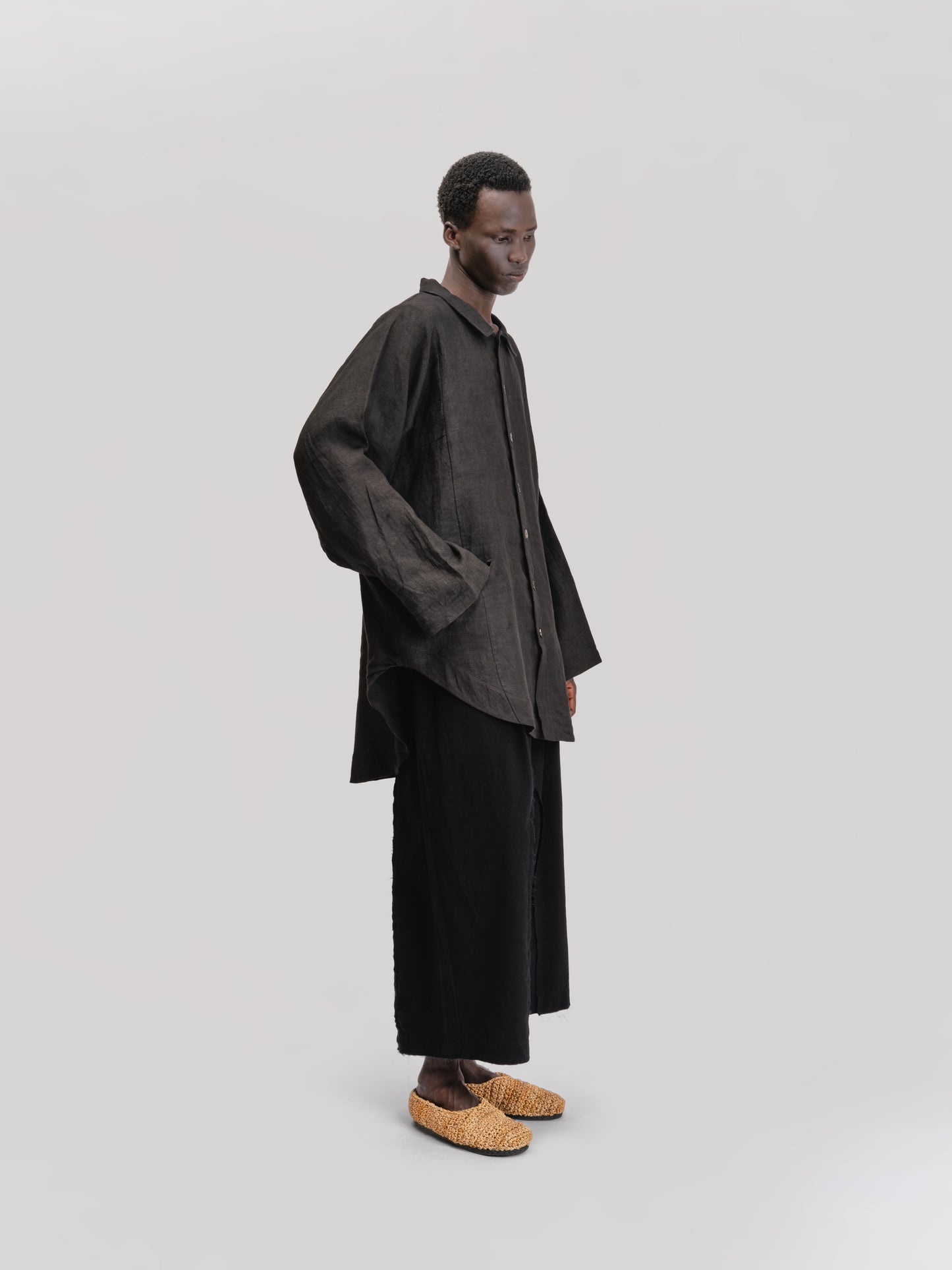 Farmer Shirt – Japanese Stonewashed Linen – Black