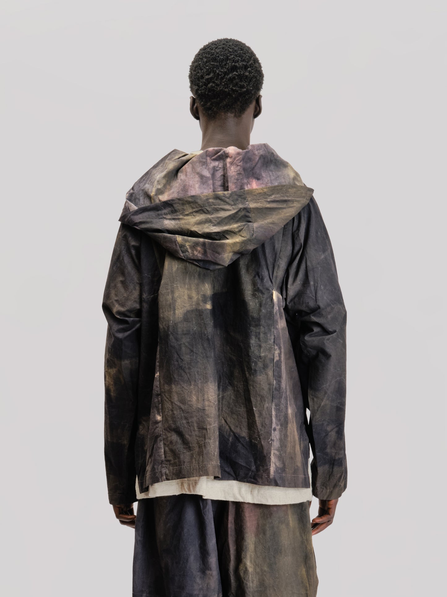 Fisherman Hoodie – Hand Painted Cotton – Dark Monet