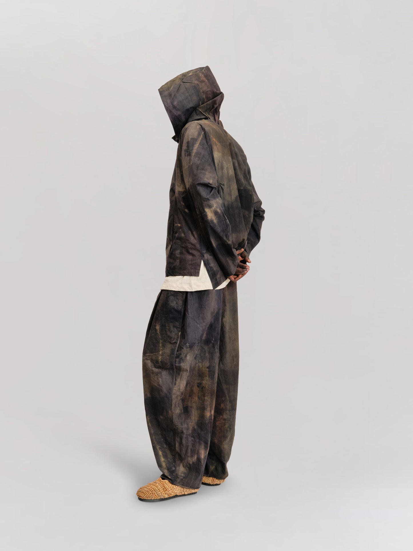 Fisherman Hoodie – Hand Painted Cotton – Dark Monet