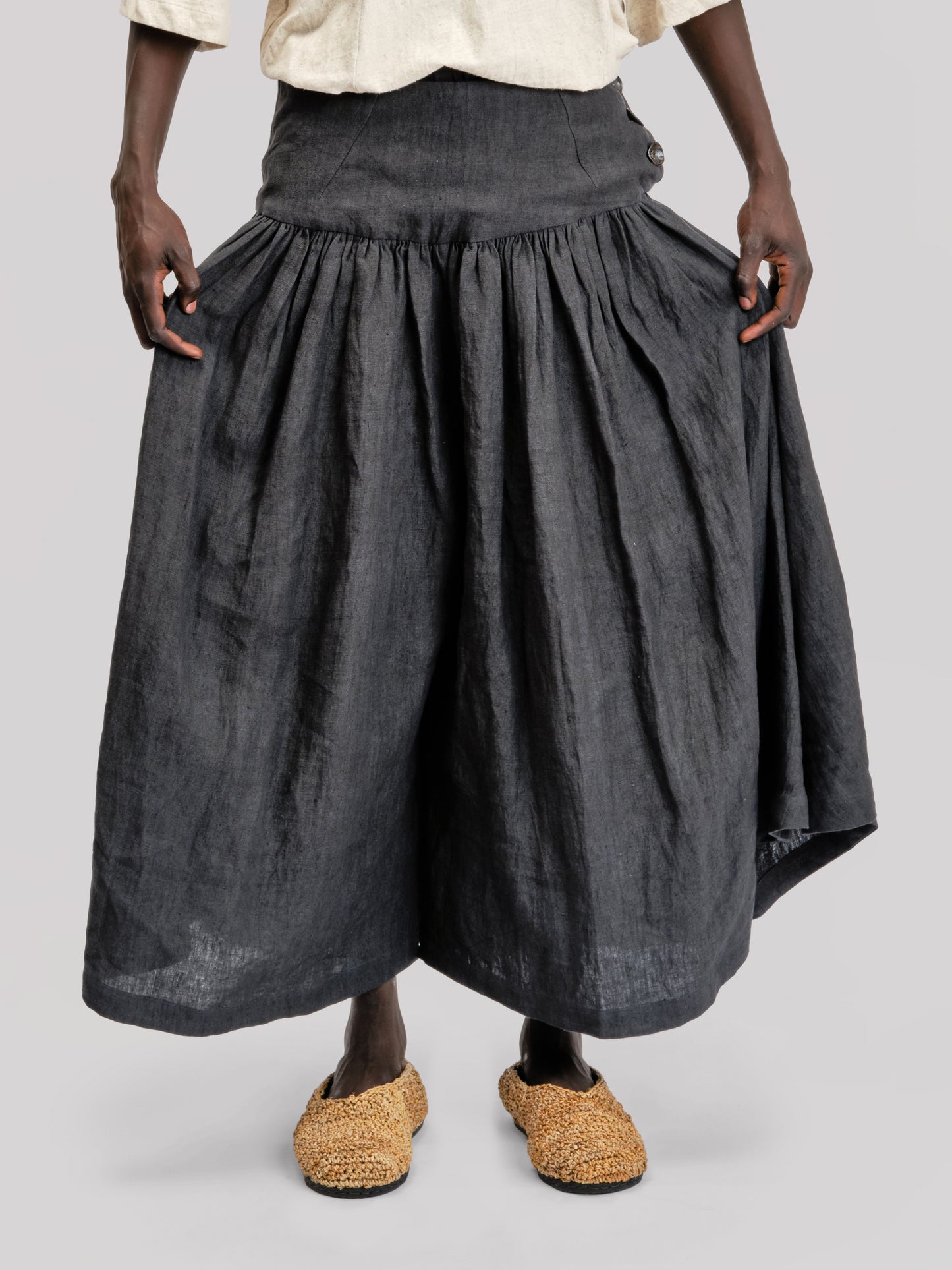 Bedouin Pant - Japanese Stonewashed Linen - Black