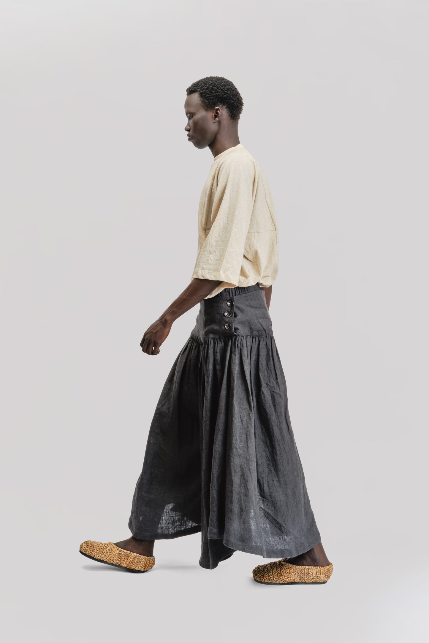 Bedouin Pant - Japanese Stonewashed Linen - Black