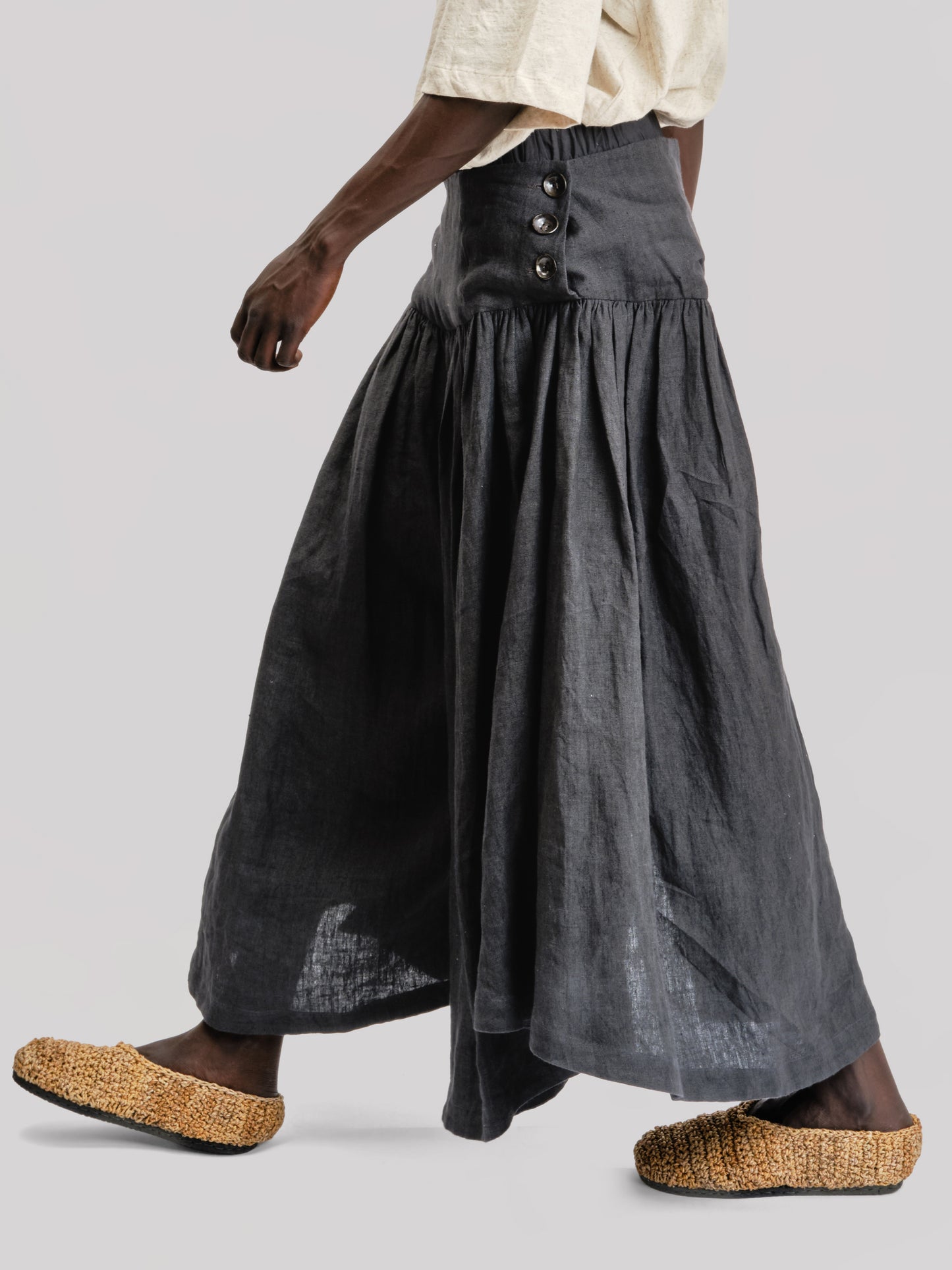 Bedouin Pant - Japanese Stonewashed Linen - Black