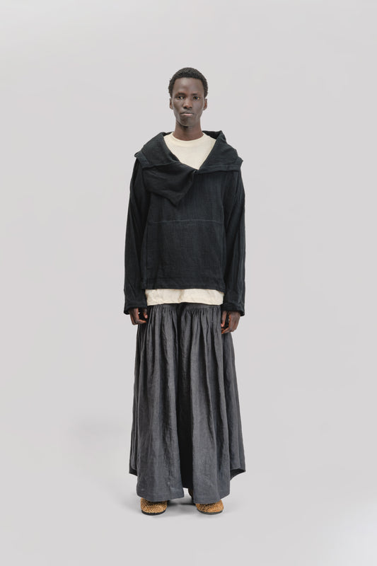 Fisherman Hoodie – Handloom Kala Cotton – Black