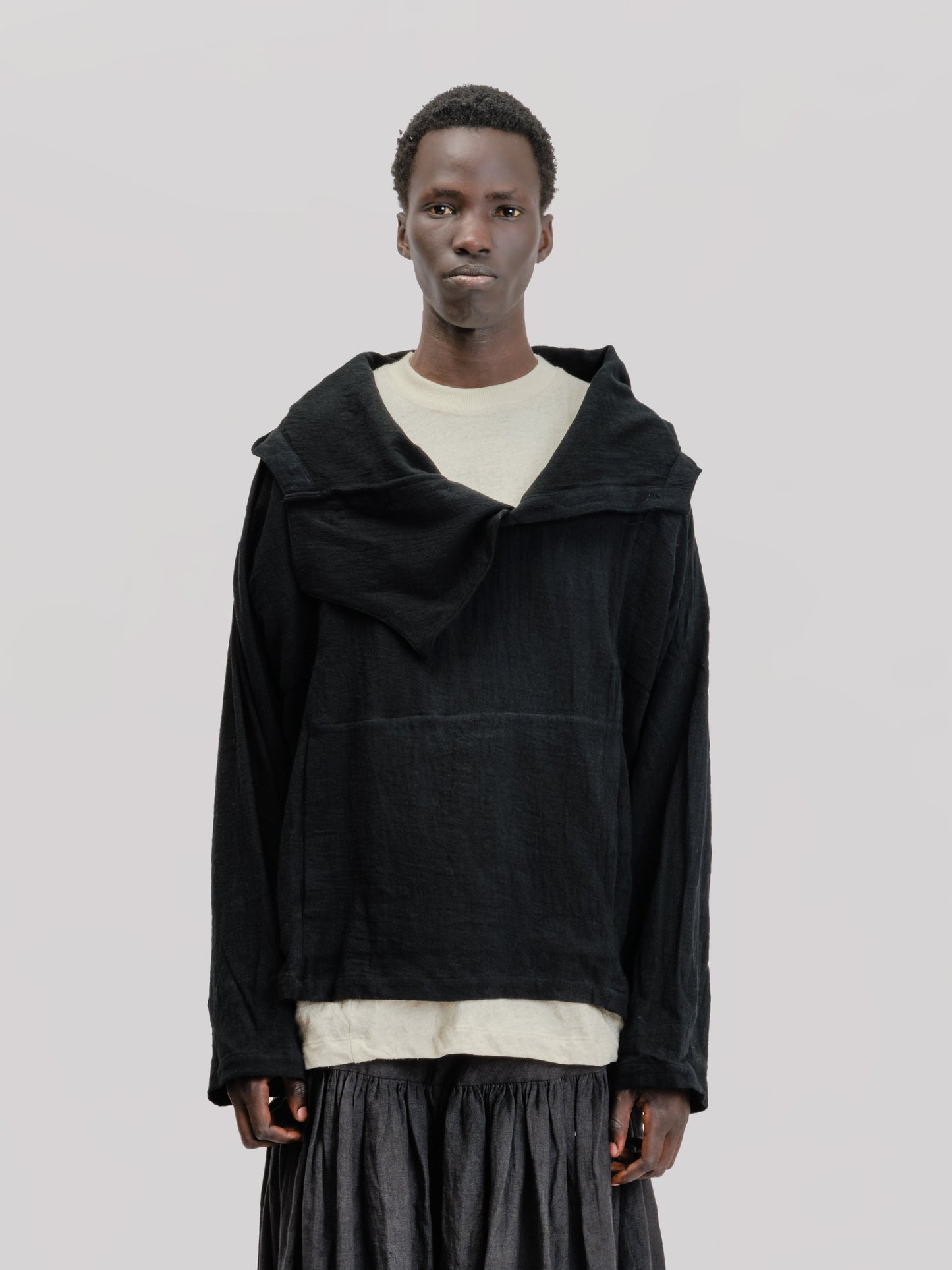 Fisherman Hoodie – Handloom Kala Cotton – Black