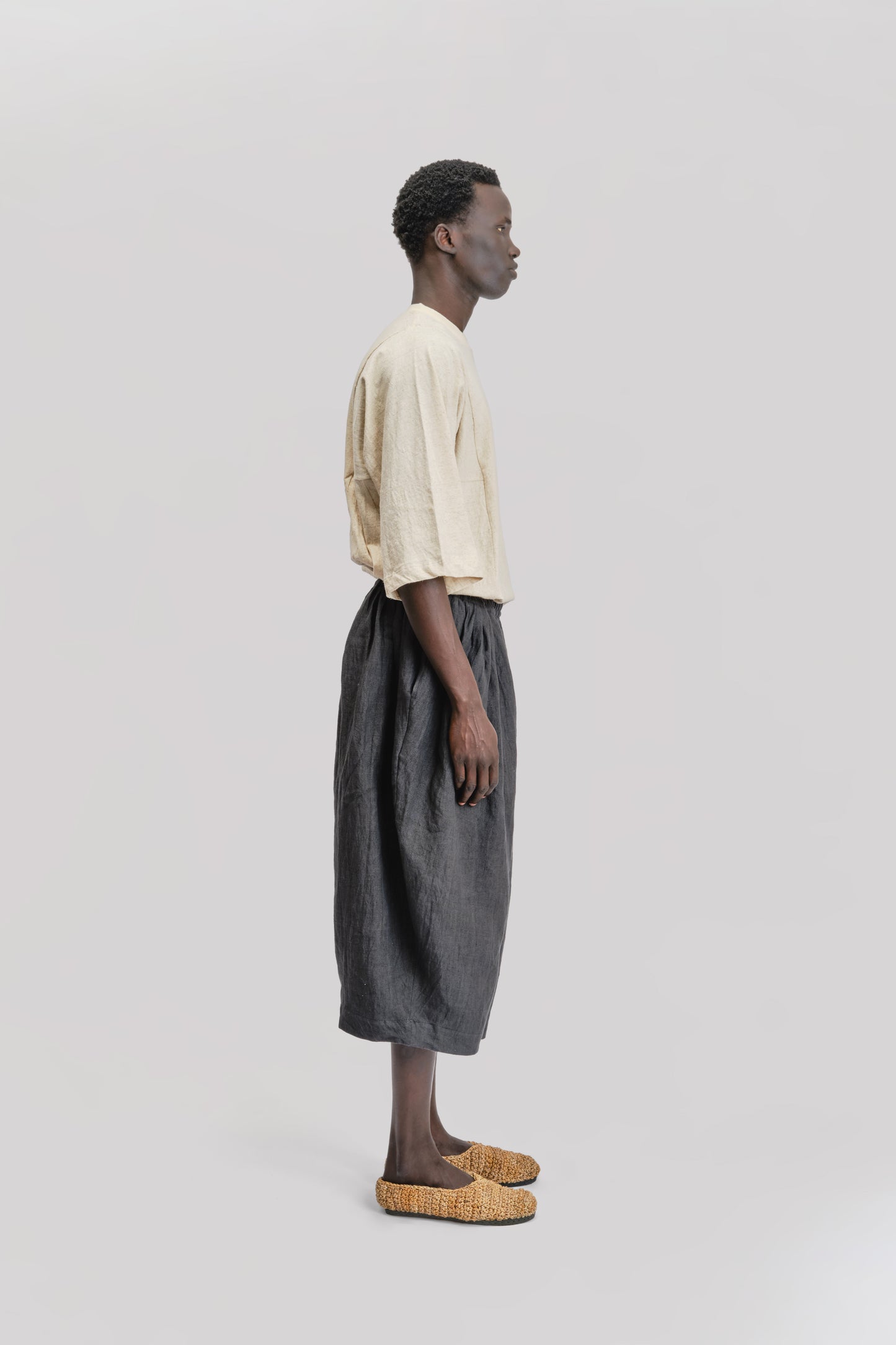 Roly Poly Shorts - Japanese Stone Washed Linen - Black