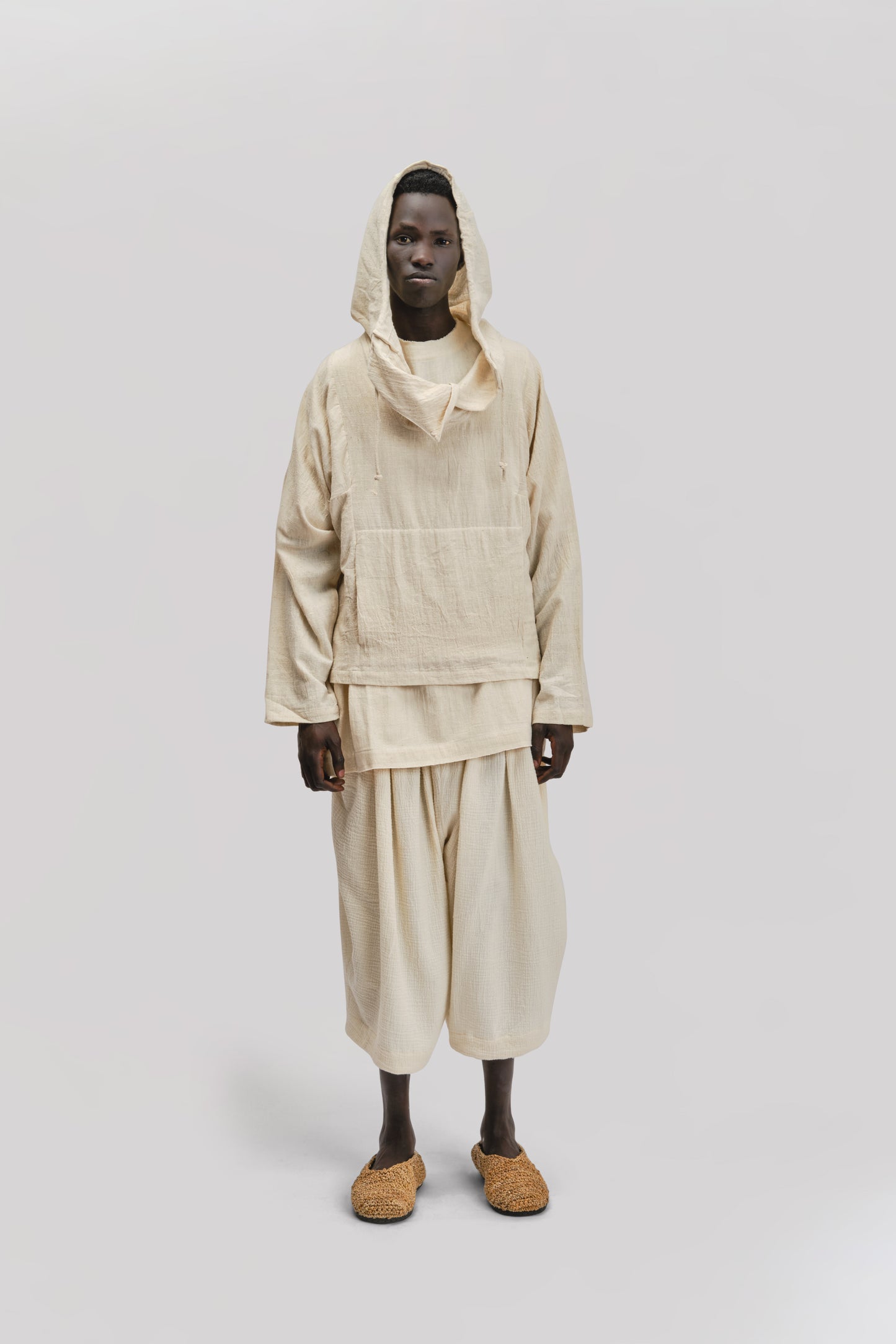 Fisherman Hoodie – Handloom Kala Cotton – Cream