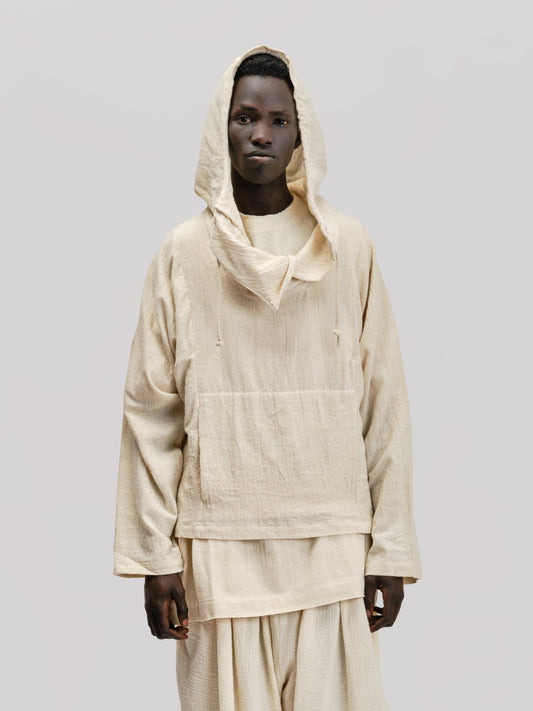 Fisherman Hoodie – Handloom Kala Cotton – Cream