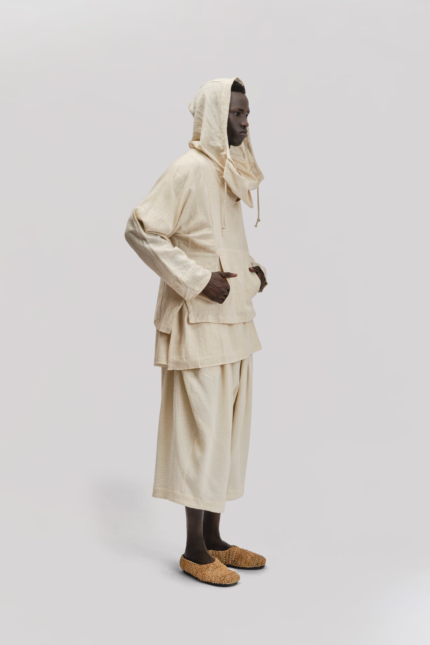 Fisherman Hoodie – Handloom Kala Cotton – Cream