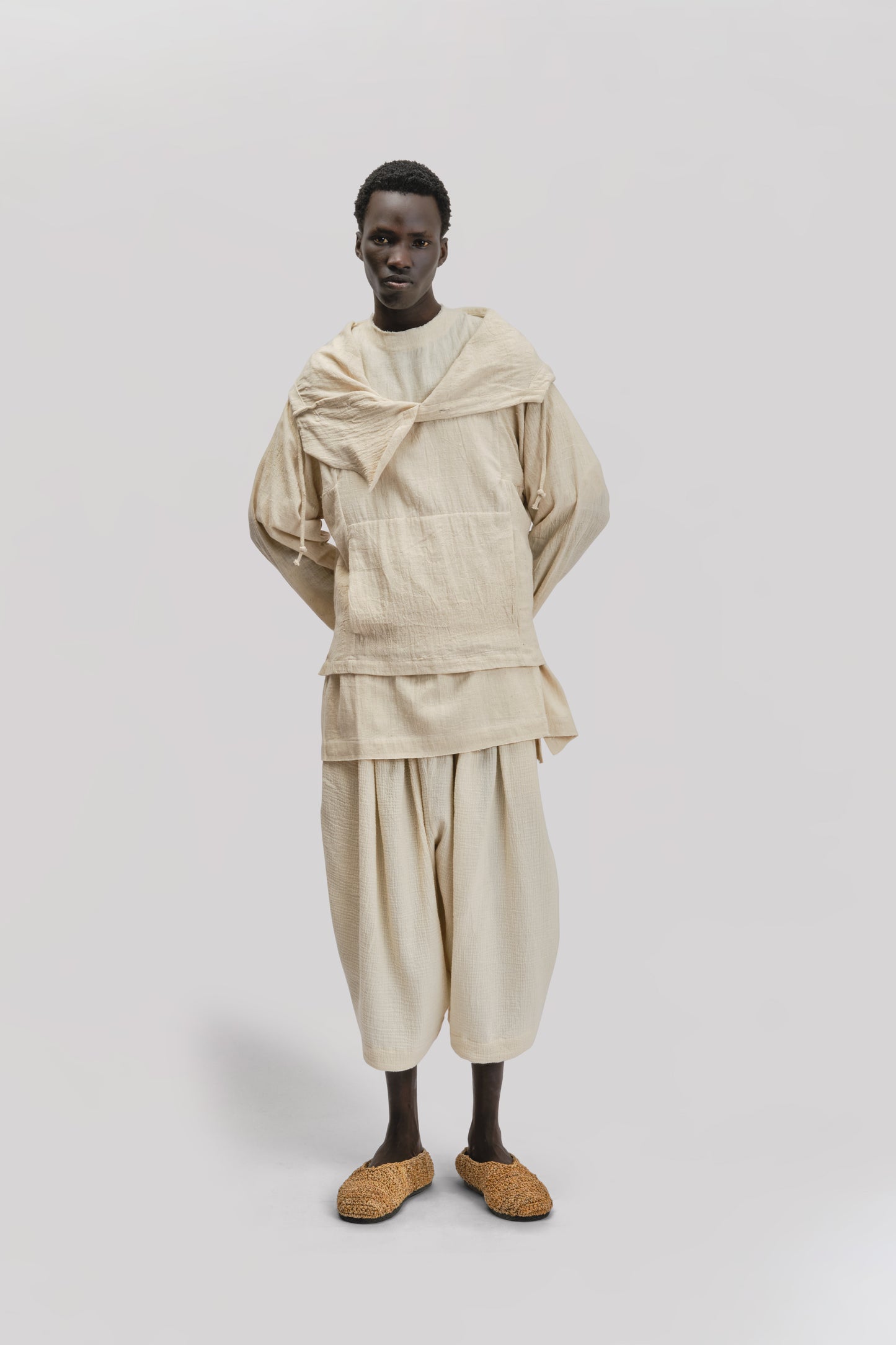 Fisherman Hoodie – Handloom Kala Cotton – Cream