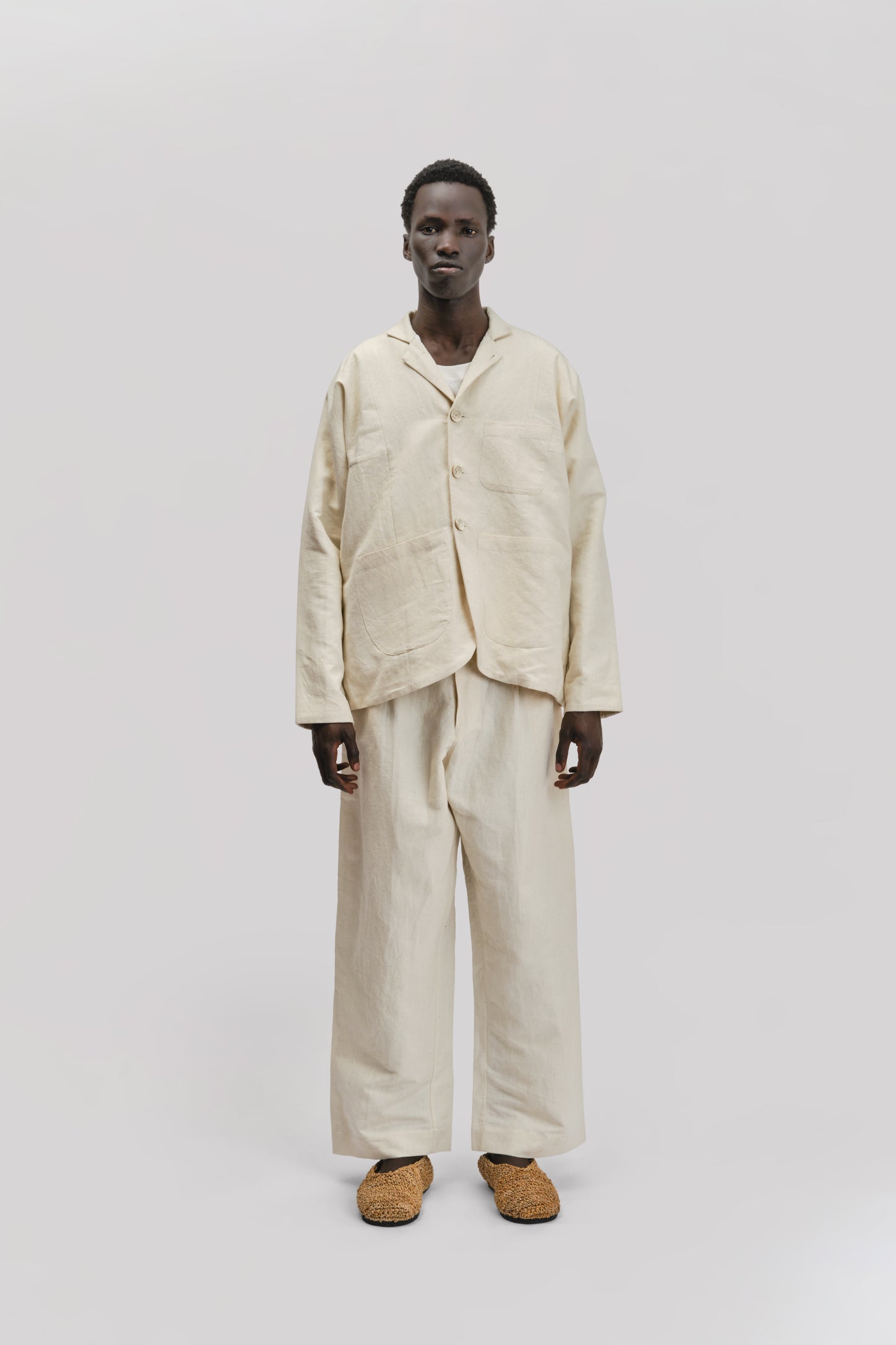 Fisherman Jacket – Handwoven Cotton Linen – Cream