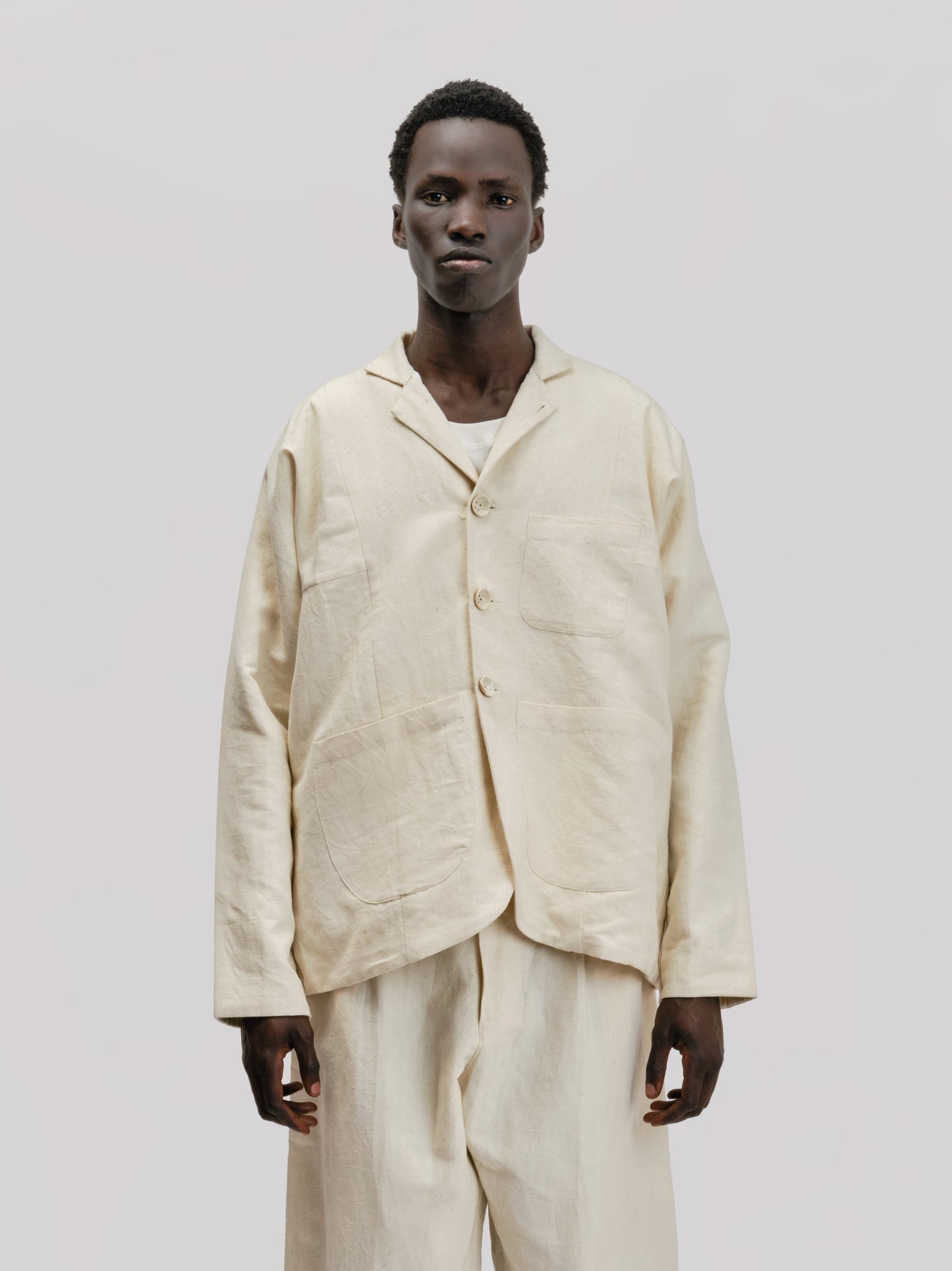 Fisherman Jacket – Handwoven Cotton Linen – Cream