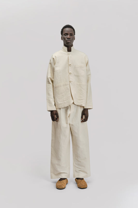 Fisherman Jacket – Handwoven Cotton Linen – Cream