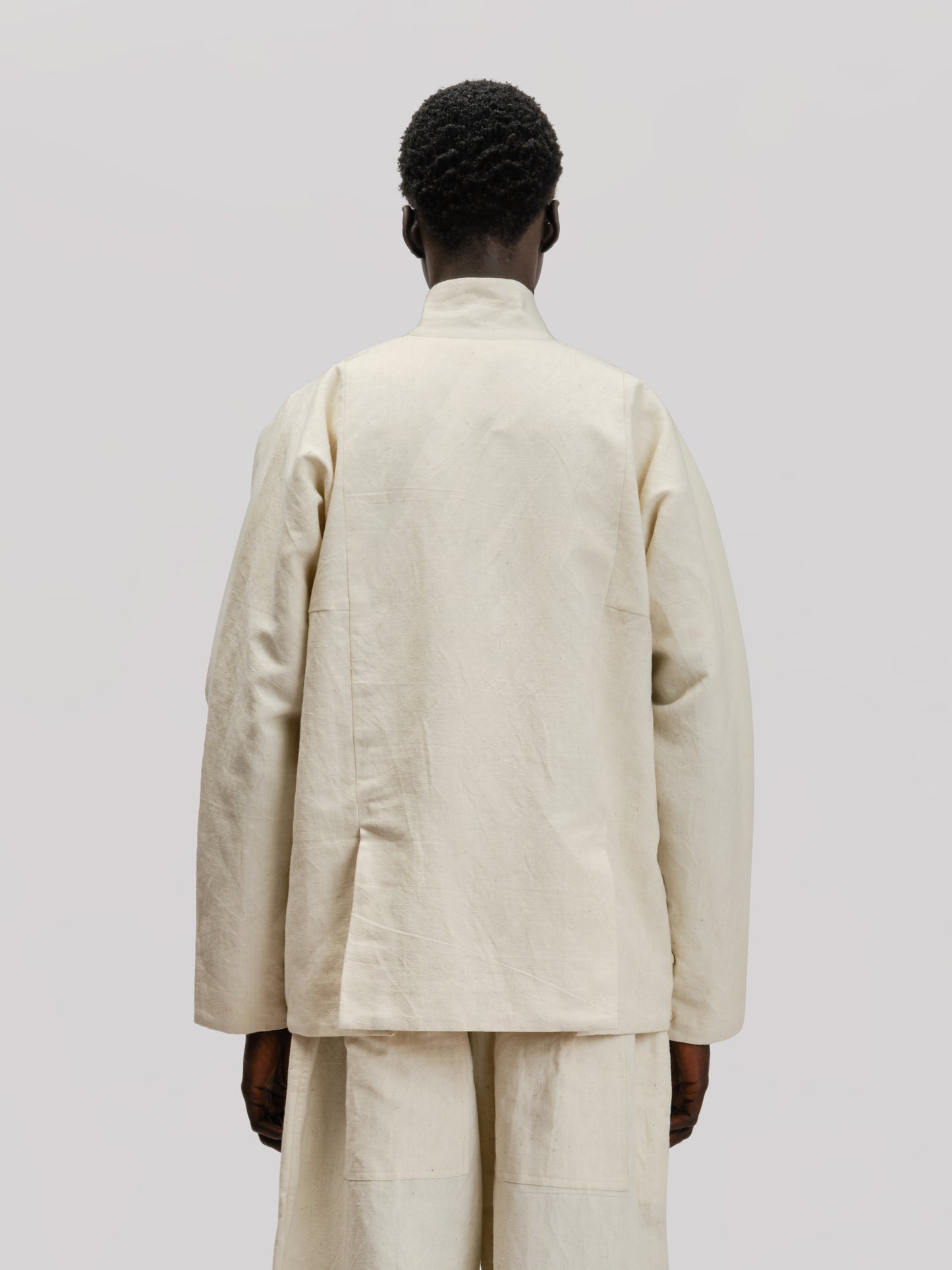Fisherman Jacket – Handwoven Cotton Linen – Cream