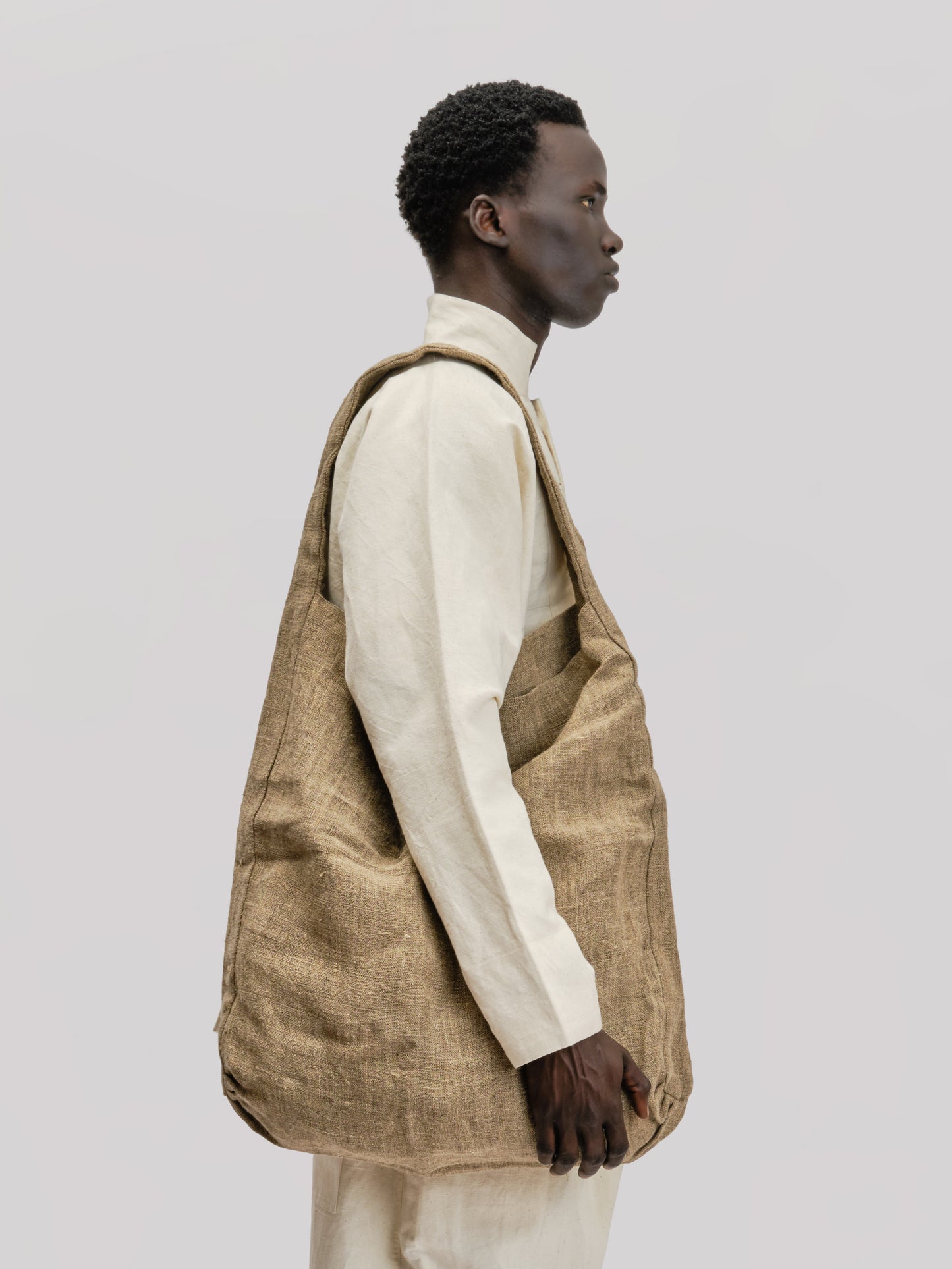 Single Tote Bag – Handwoven Hemp – Natural
