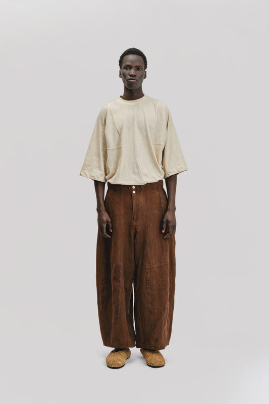 Fisherman Pant - Japanese Stonewashed Linen - Brown