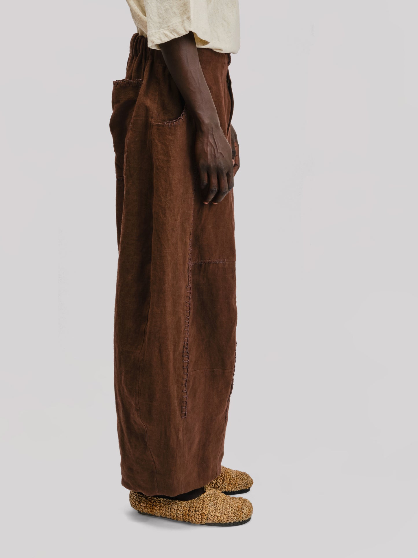 Fisherman Pant – Japanese Stonewashed Linen – Brown