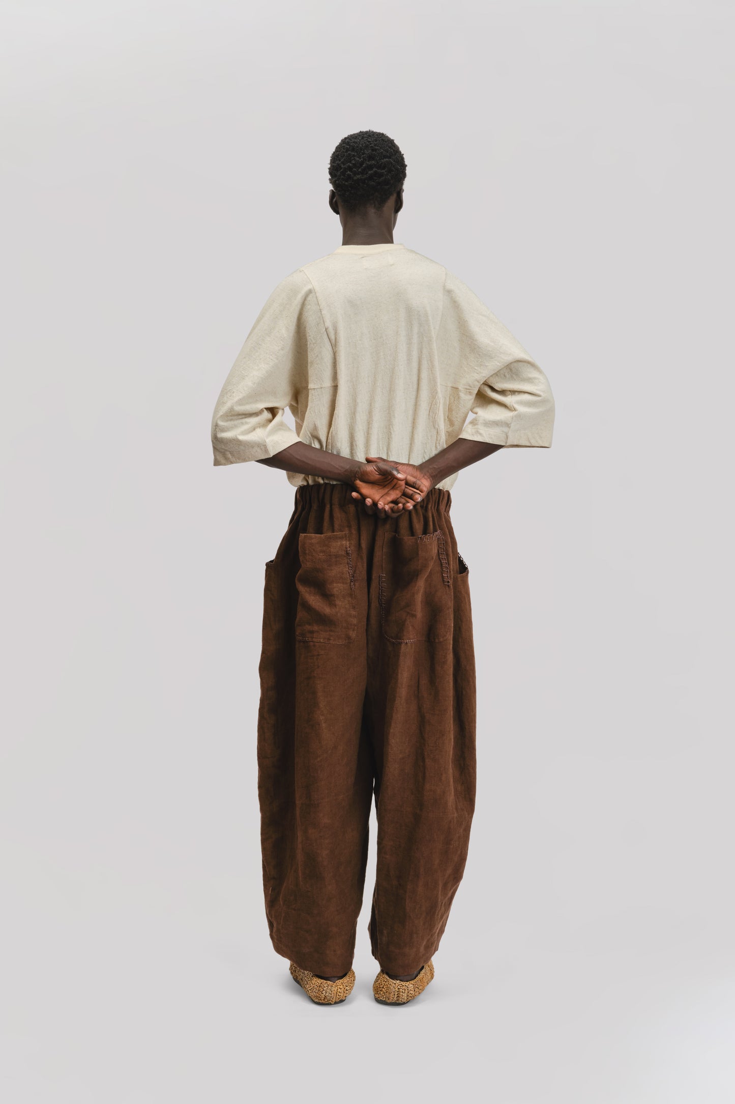 Fisherman Pant - Japanese Stonewashed Linen - Brown