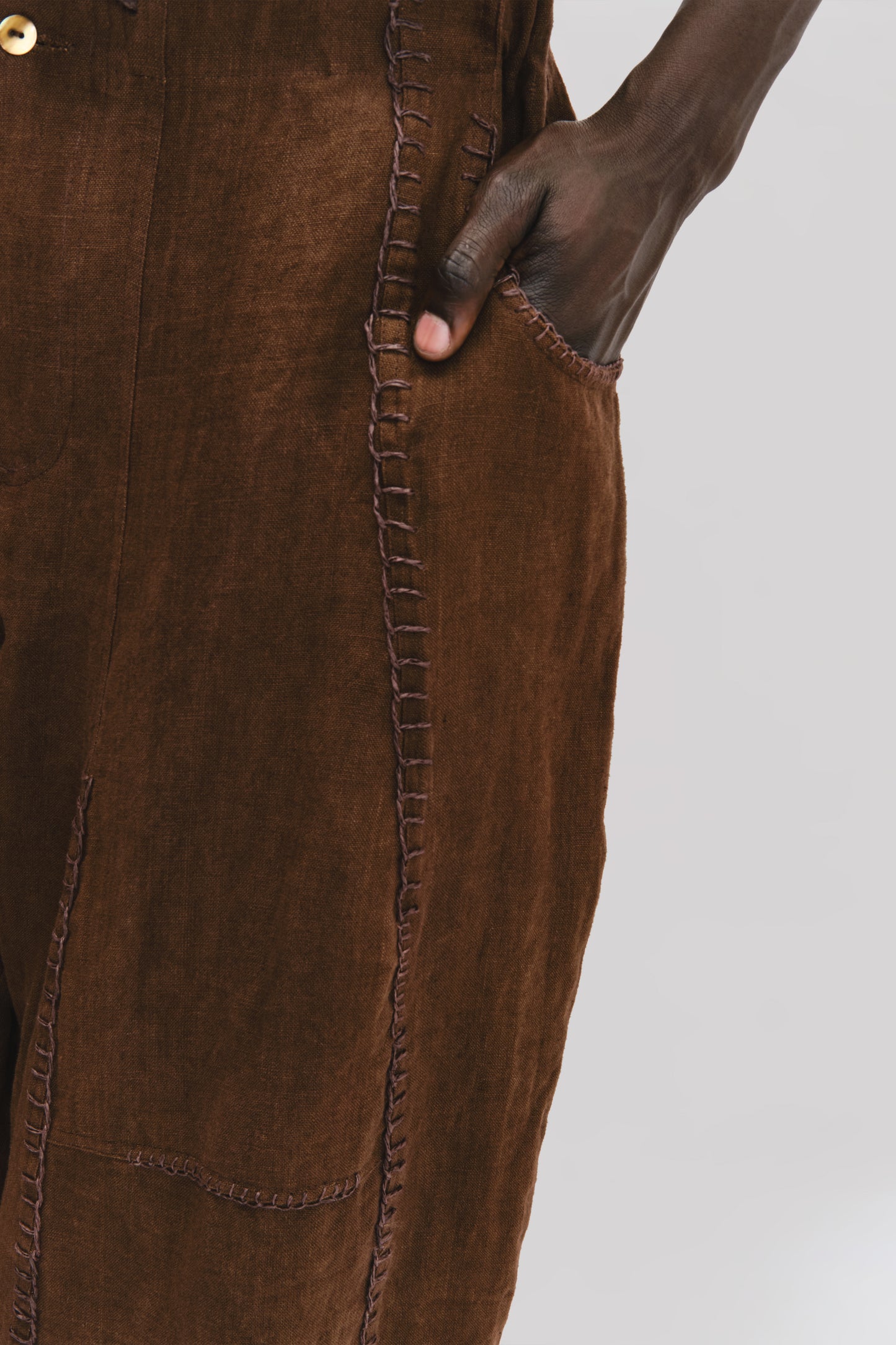 Fisherman Pant - Japanese Stonewashed Linen - Brown