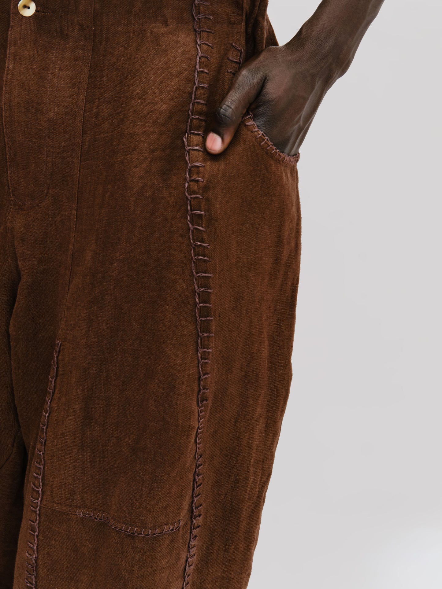 Fisherman Pant – Japanese Stonewashed Linen – Brown