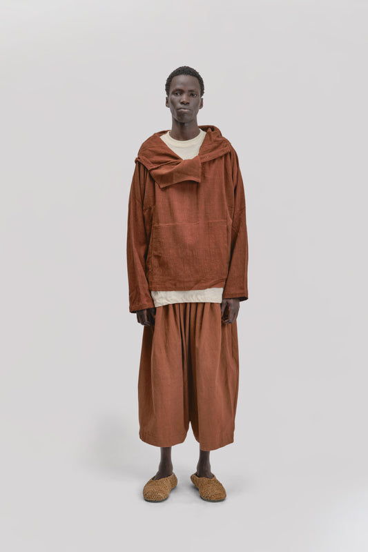 Fisherman Hoodie – Handloom Kala Cotton – Brown