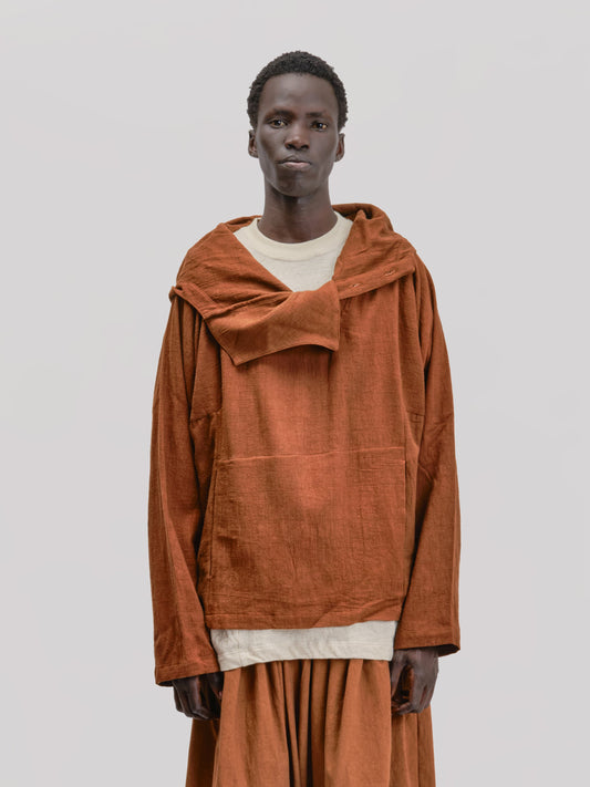 Fisherman Hoodie – Handloom Kala Cotton – Brown