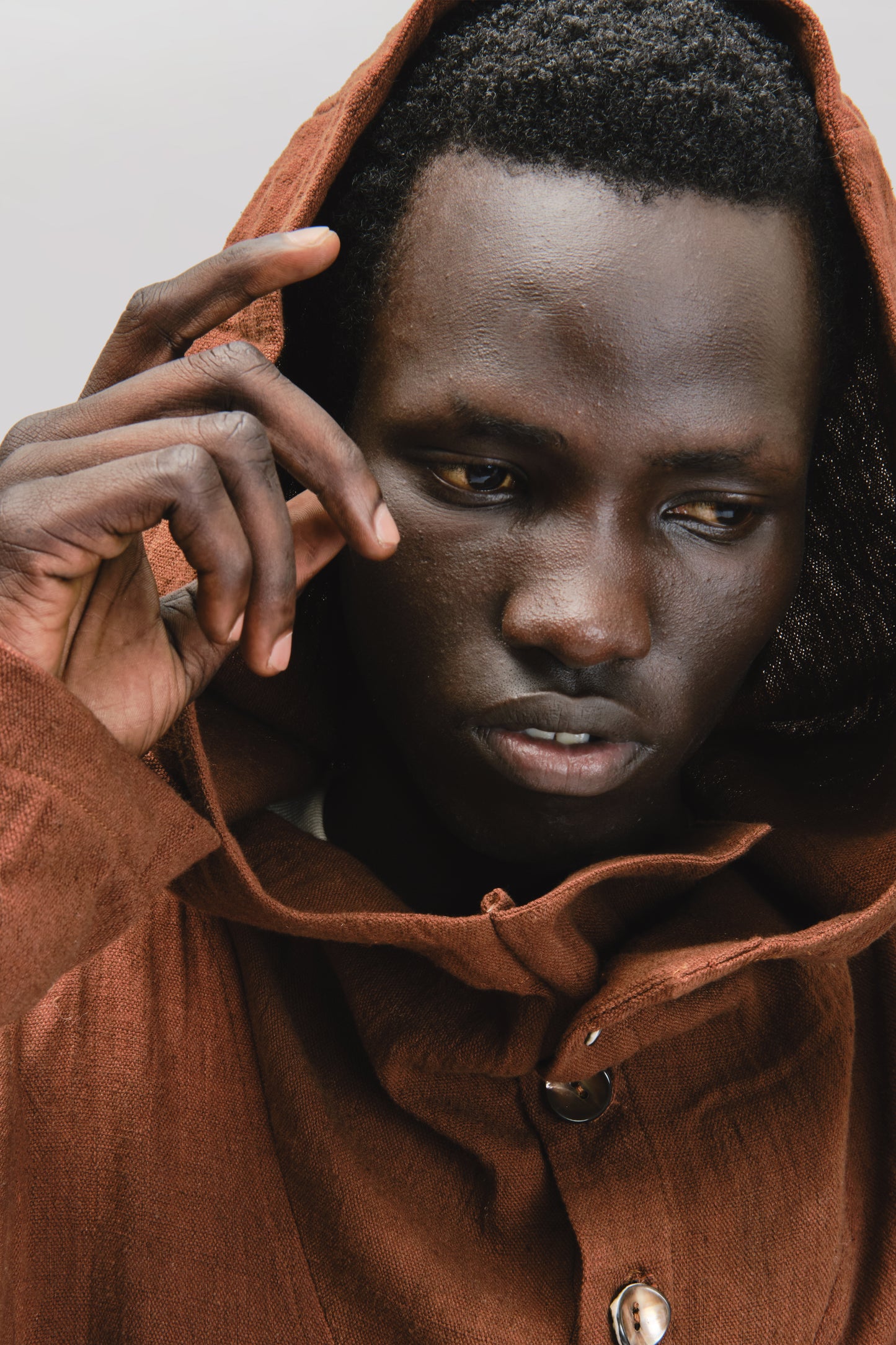 Fisherman Hoodie – Handloom Kala Cotton – Brown