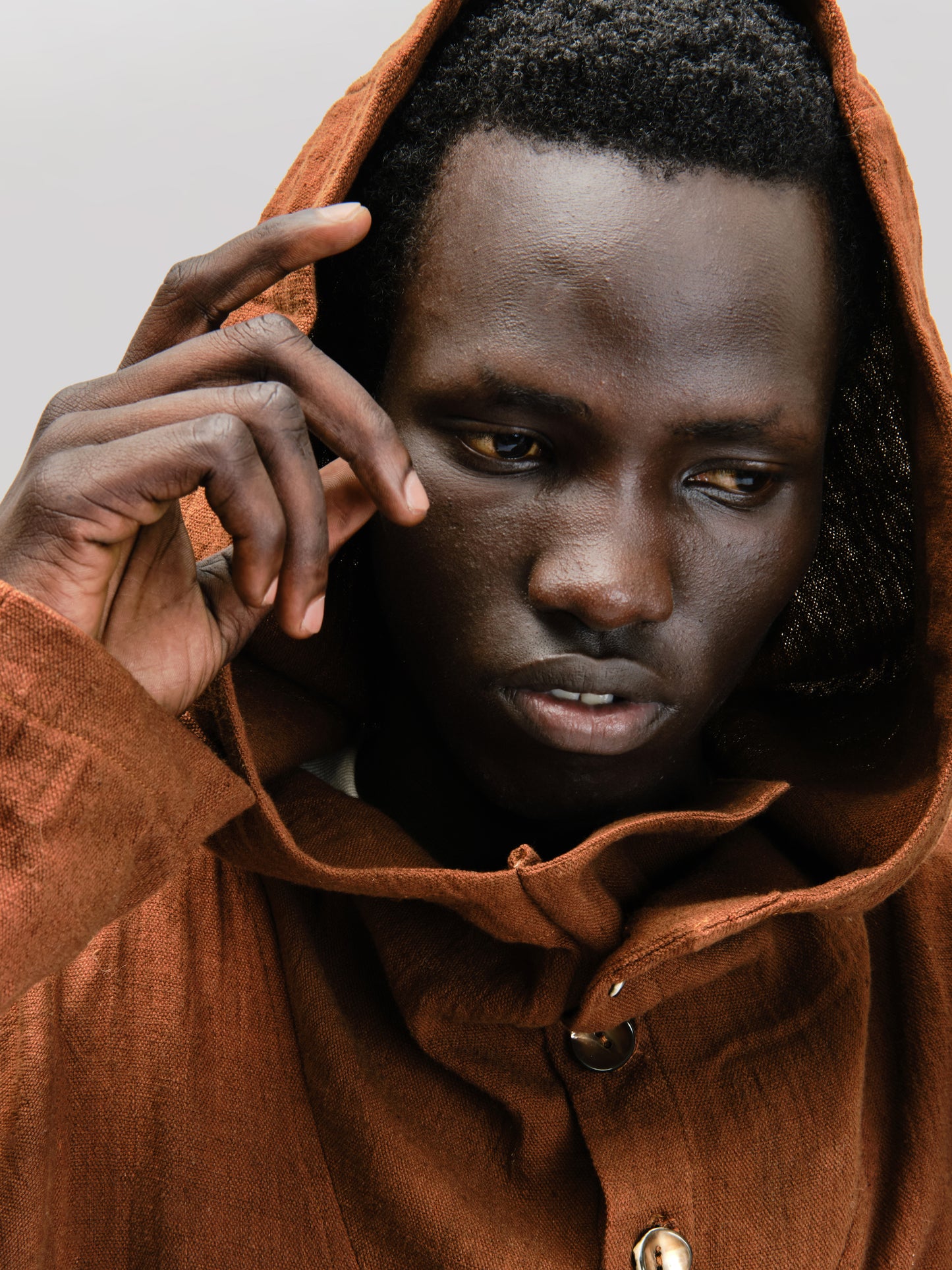 Fisherman Hoodie – Handloom Kala Cotton – Brown