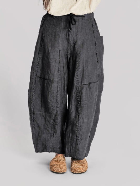 Fisherman Pant - Japanese Stonewashed Linen - Black