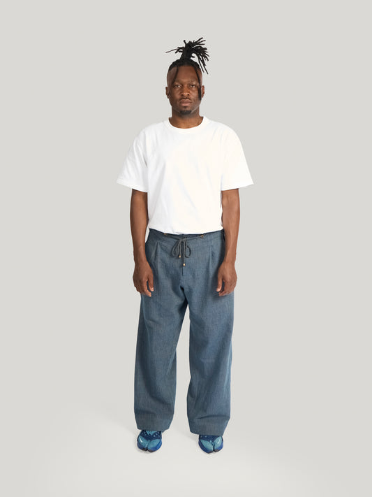 Farmer Pant – Marbled Shimofuri Cotton – Denim Blue