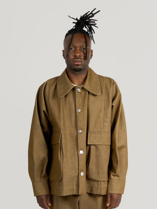 Farmer Jacket – Kojima Heavy Denim – Solid Brown