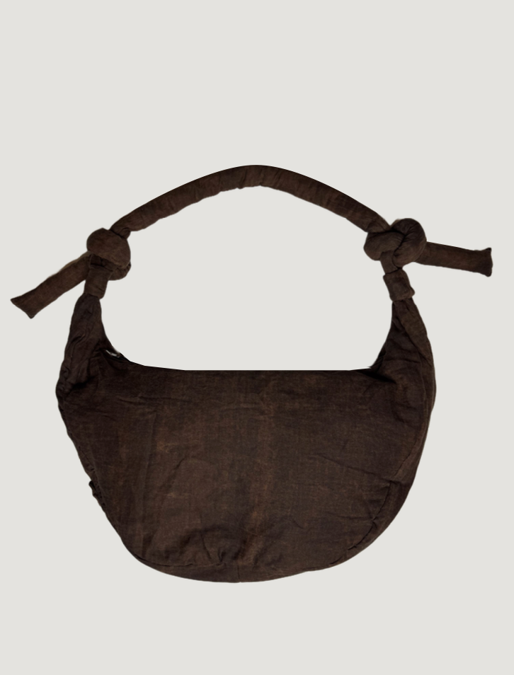 Roly Poly Bag – Mud-Dyed Ramie – Dark Earth