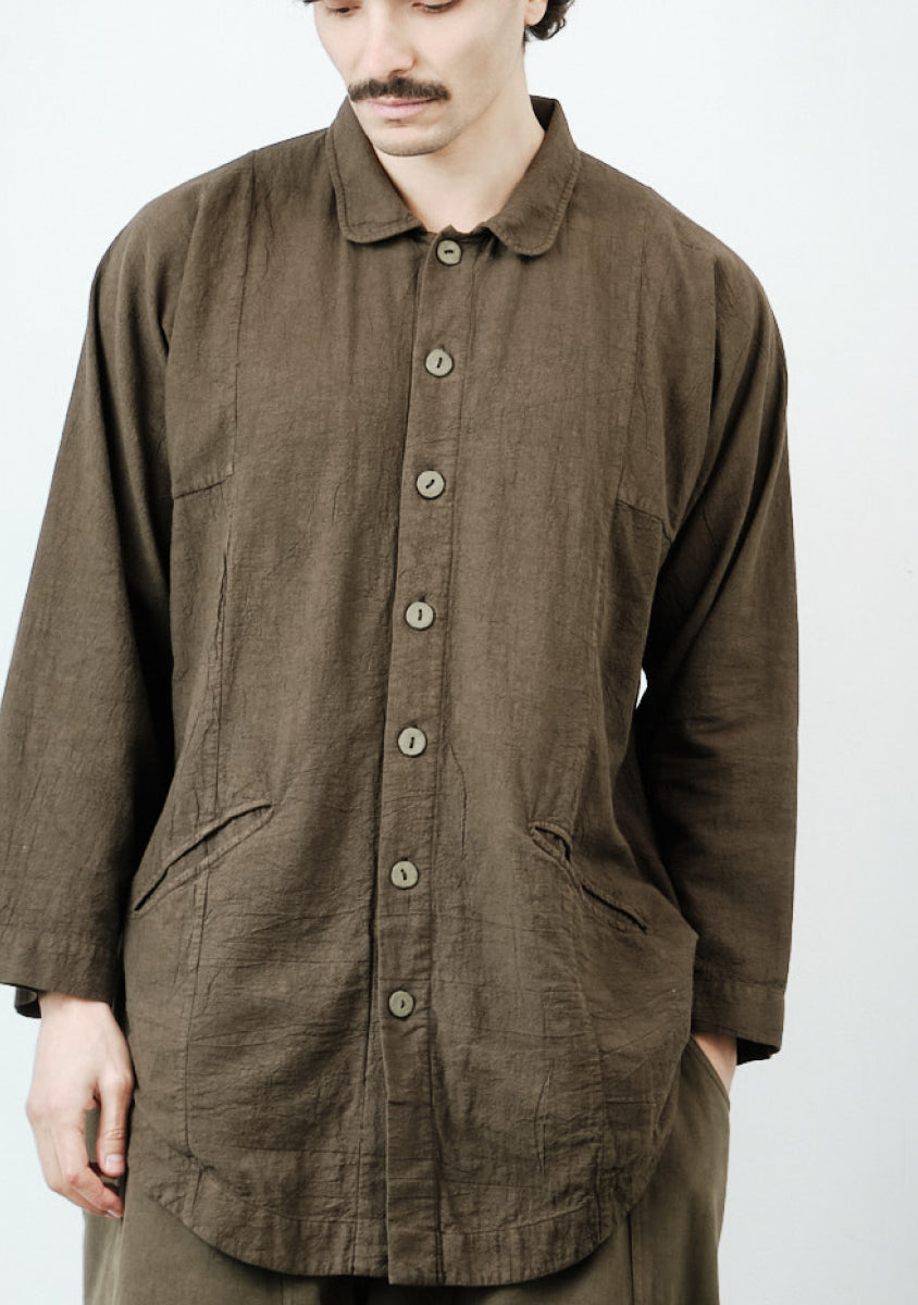 Farmer Shirt – Crinkled Cotton Linen – Green