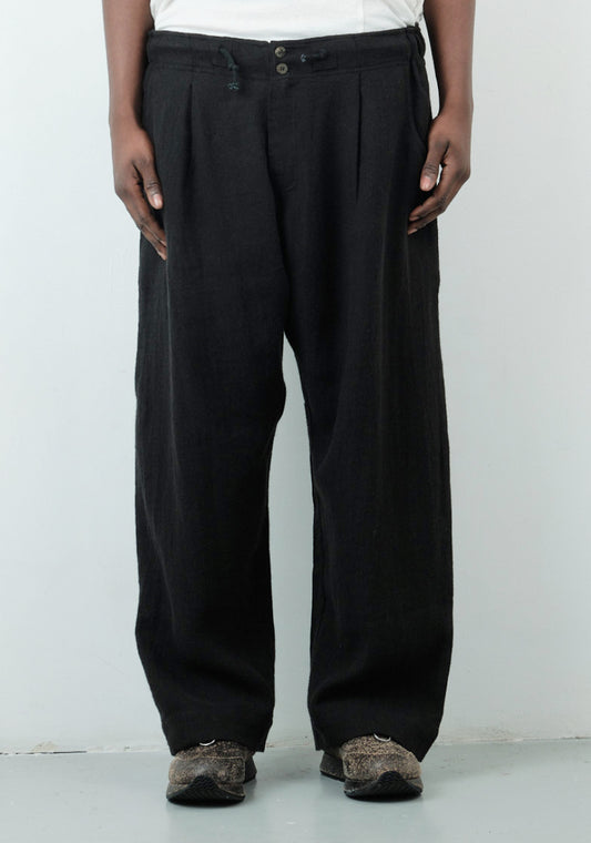 Farmer Pant – Brushed Japanese Wool Linen – Black