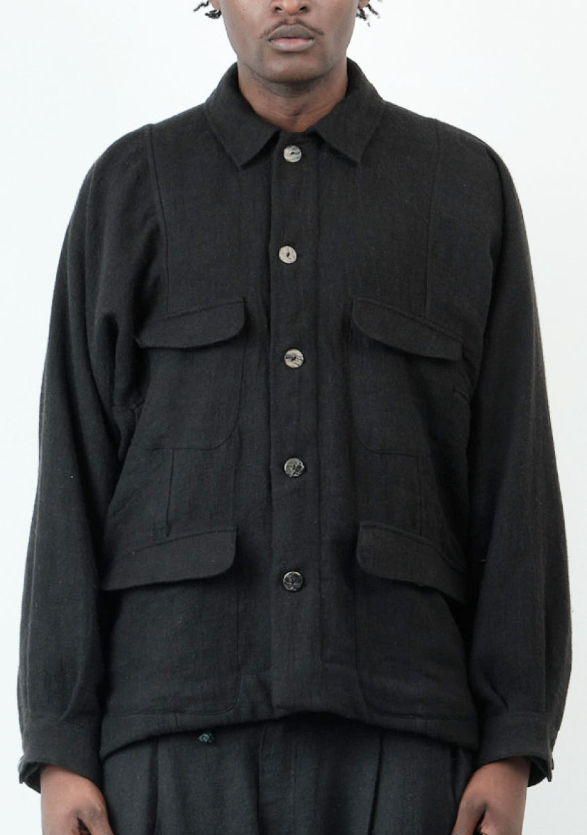 Farmer Jacket – Brushed Japanese Wool – Dark Brown
